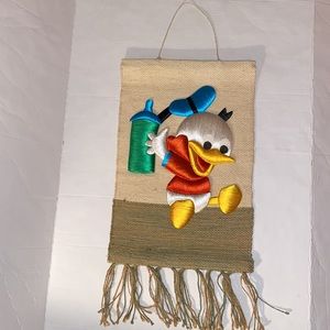 - Vintage rare Disney’s DonaldDuck appliqué on burlap, from the ‘70’s wall…